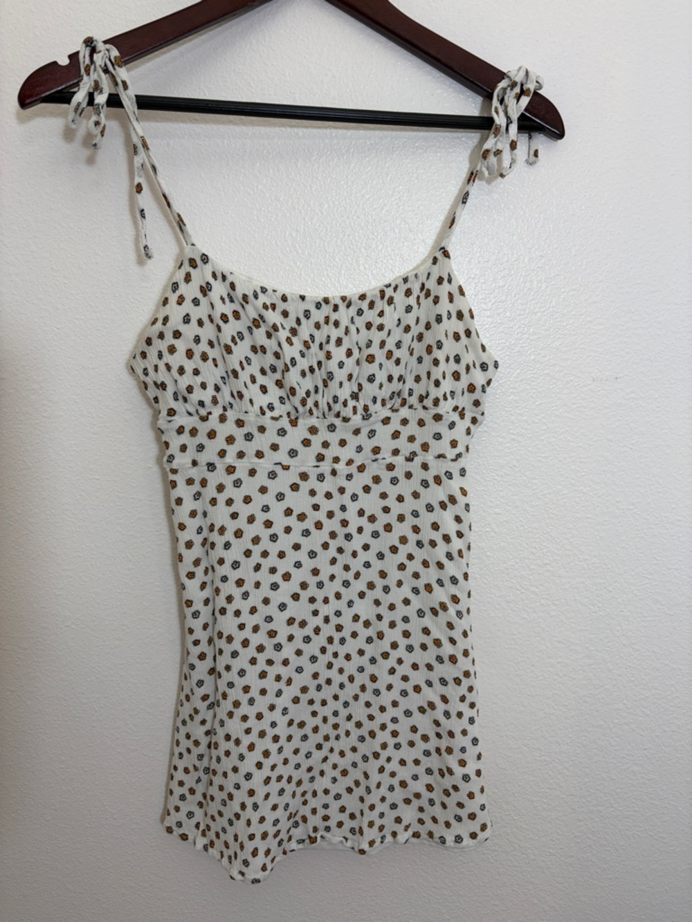 LA Hearts White Spaghetti Tie-Strap Floral Print Mini Dress